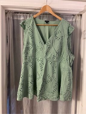torrid Mint Eyelet V-Neck Tunic